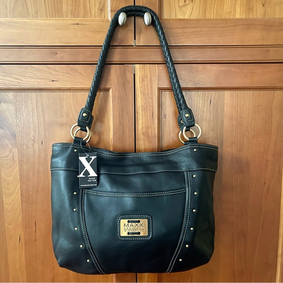 NWT MAXX New York Signature Spacious Genuine Leather Tote & Shoulder Bag - Picture 11 of 14